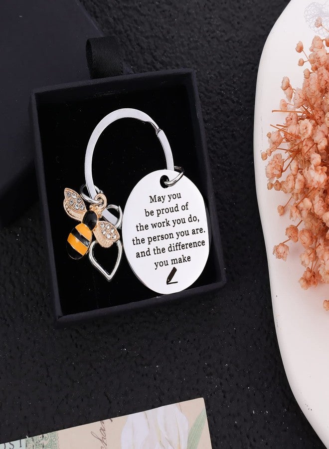 PLwelth Bee Keychain Bee Inspirational Keyring for Women Men Cute Bee Keychain for Teachers Students Graduation Farewell Appreciation Gifts Birthday Christmas Gifts for Her Him Lovers Friends - Image 2